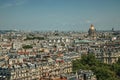 Skyline, greenery and Les Invalides dome in a sunny day, seen from the Eiffel Tower in Paris. Royalty Free Stock Photo